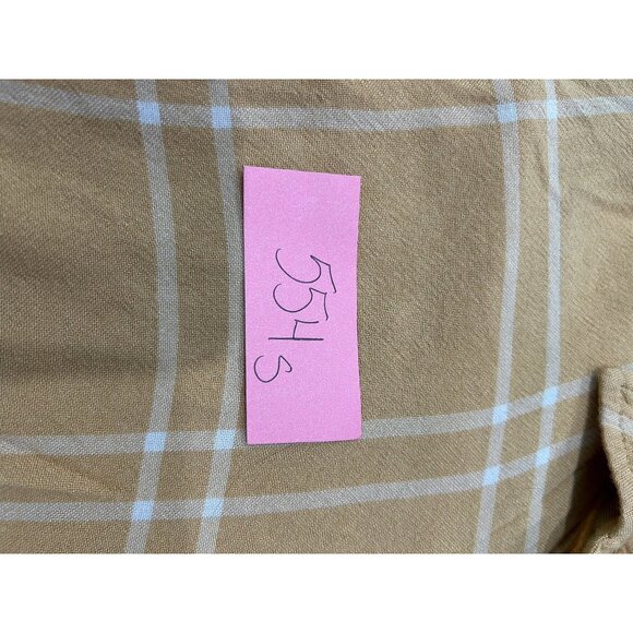 Pink Rose Vintage Plaid Medium Button Down Shirt Mustard Yellow Cropped - Picture 10 of 11